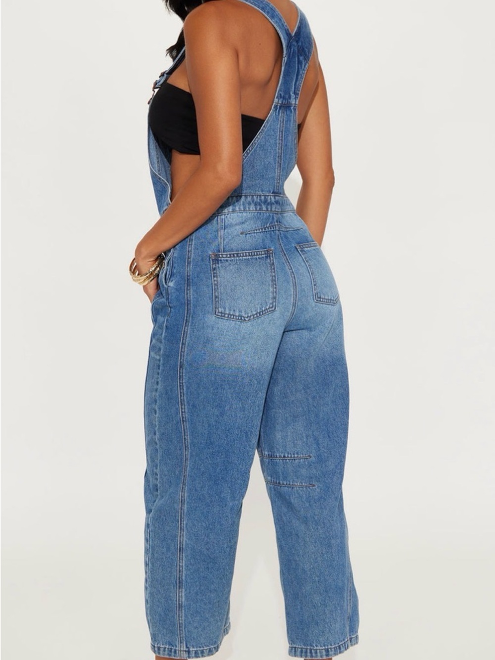 Fashion Nova Women's Barrel leg Denim Overalls - Picture 4 of 8
